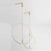 Подвесные лампы дизайнер железные линии металлические светильники постмодернистские простые медные светильники