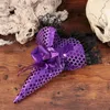 Hair Accessories 2pcs Halloween Hat Witch Headband Masquerade Party Head Wear Ruched Lace Sequin for Decoration Purple 220909