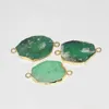 Pendant Necklaces Gold Bezel Natural Stone Irregular Connector Femme 2022 Raw Vintage Green Chrysoprase Charm For Women Jewelry Making