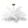 Pendant Lamps Nordic Luxury LED Lights Modern White Ostrich Feather Lamp Bedroom Living Room Home Indoor Lighting Luster