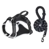 Hundhalsar Reflekterande justerbart träningshandtag som går bekväma husdjurstillbehör Harness D-ring Vest No Pull Night Outdoor With Leash