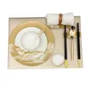 접시 세라믹 럭셔리 테이블 충전기 세트 흰색과 금 디너 플레이트 동양 요리 플라톤 도자기 칼집