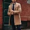 Мужские куртки красивые пальто кардиган против морщин мужчина с твердым цветом бизнеса осень формальная траншея