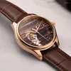 ساعة معصم Relogio Maschulino Carnival Automatic Watch Mens Fashion 3D Tiger Rose Gold Gold Wristwatch Clock Reloj