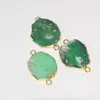 Pendant Necklaces Gold Bezel Natural Stone Irregular Connector Femme 2022 Raw Vintage Green Chrysoprase Charm For Women Jewelry Making