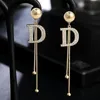 Designer Jewelry Dangle Sier Needle Micro-zircon Earrings Snake Bone Chain Tassel Earring D Words