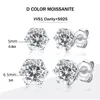 Łańcuchy Smyoue Moissanite Stude Kolor D Color 1ct VVS okrągłe cięcie błyszczące diamentowe kolczyki dla kobiet 925 srebrne srebrne