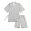 Indumenti da notte da uomo Pigiama stile tradizionale giapponese Pantaloncini Set Salotto da notte Kimono Yukata Accappatoio Camicia da notte Felpa per il tempo libero