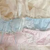 Bustiers Corsets Lingerie Femme Japonais Mignon Coton Plaid Bralette Ensemble Sous-Vêtements En Dentelle Femmes Lolita Fille Ados Sans Fil Soutien-Gorge Mince Et