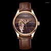 ساعة معصم Relogio Maschulino Carnival Automatic Watch Mens Fashion 3D Tiger Rose Gold Gold Wristwatch Clock Reloj