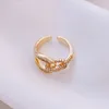 Design Sense Zircon Knoten Goldfarbe offene Ringe f￼r Frau 2021 Koreaner Modeschmuck Gothic Luxury Accessoires Party Girl's Ring