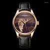Wristwatches Relogio Masculino Carnival Automatic Watch Mens Fashion 3D Tiger Rose Gold Mechanical Wristwatch Clock Reloj