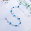 Bracelets de charme Argent Creux Coeur Bleu Rose CZ Bracelet Romantique Amour Zircon Chaîne Pour Femmes Filles Femme Anniversaire Bijoux