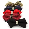 Boogbladen mode rood zelf stropdas blauw voor mannen zwarte bowtie heren bruiloft gouden strass bruidegom witte strikjes roze b006