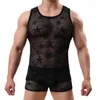 Sous-vêtements hommes sous-vêtement 2022 maille transparent Sexy haut transparent étoile à cinq branches évider pour dormir