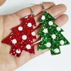 Boucles d'oreilles créoles VSnow fantaisie noël Bling rouge vert arbre crochet boucle d'oreille pour femmes blanc à pois cuir plante fête bijoux