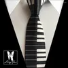 Pajaritas 5 cm Hombres Moda casual Poliéster Corbata Negro con teclado de piano estrecho blanco