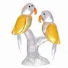 Figurines décoratives 1 paire de perroquets en verre cristal ornements décorés cadeaux de mariage