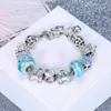 STRAND LAKE BLAUW MOOIE POMPINE CAR DIY Legering verzilverde Big Hole Bead Bracelet Style voor Lady Girlfriend