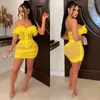 Work Dresses Two Piece Sets Womens Outifits Sleeveless Sexy Feather Shirt Mini Skirt Dress Mesh Party Night Clubwear