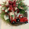 Weihnachtsdekorationen 30 cm Kranz Auto Bögen Girlanden Weihnachten hängende Tür Ornamente Girlande mit rotem LKW Navidad Jahr Dekor 220909