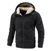 Men's Jackets Men's Varsity Winter Fleece Casual Jacket Thick Zipper Hooded Lamb Velvet Fashion Baseball With Pockets