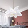 Lampes suspendues Nordic Luxe LED Lumières Moderne Blanc Autruche Plume Lampe Chambre Salon Maison Éclairage Intérieur Lustre