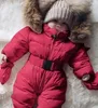 Set di abbigliamento per bambini Giacca invernale collo di pelliccia con cappuccio Capispalla Pagliaccetto tuta con cerniera in vita Cappotto caldo e spesso
