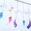 Decorative Figurines Japanese Sakura Style Glass Wind Chime Cherry Blossom Hanging Bells Doorbell Cute Girl Room Pendant Home Decoration #