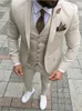 Men's Tracksuits Custom Mens Suits Three Piece Jacket Pants Vest Beige Slim Fit Male Blazer Wedding Groom Tuxedos Men Suit