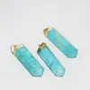 Pendentif Colliers Bijoux de mode Long pilier hexagonal Vert Turquoises Collier Femme 2022 Stripe Stone Gold Point Femmes comme cadeau