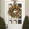 Juldekorationer Summer Flower Wreath Simulation Green Plants Fjäderdörr med välkomstskylt för Farmhouse Porch Home Wall 220909