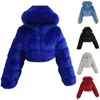 Futro dla kobiet sztuczne 828Sale moda zimowa płaszcz puszysty zamek z kapturem ciepłą krótką kurtkę top norki 220909