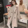 Women's Wool Women's & Blends Autumn Winter Jacket Women Korean Coat Female Woolen Long Coats Pink Jackets Outerwear Clothing Nice