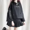 Kvinnors hoodies goth lolita hoodie kvinnor kawaii hajuku tr￶jor m￶rk akademi estetisk topp koreanska mode gotiska kl￤der