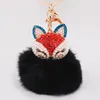 Keychains Faux Fur Alloy Crystal Fine Keychain Fashion Bag Ornaments Car Accessories Pendant Keyring Women Girl Trinket Jewelry