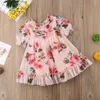 Flickakl￤nningar blommor tyll prinsessan kl￤nning barn baby blommor puff ￤rm br￶llop fest t￤vling chidlren sundress