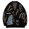 Pulls pour hommes LACIBLE Dinosaur Graffiti Modèle Tricot Cardigan Hommes Femmes Streetwear Harajuku Casual Lâche Tricoté 220909