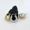 Kolczyki obręcze Allme minimalistyczna złota faluje rurka dla kobiet kółko geometryczne grube teksturowane biżuteria na kolczykach huggie