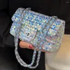 Kvällspåsar Sequined Designer Purse and Handbags Chains Vintage Shoulder Women Mini Crossbody Bag Tote