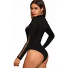 Kvinnors badkläder sommar sexiga kvinnor mesh bodysuit leotard thong tops t shirt romper jumpsuit underkläder