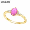 Cluster Rings Gem's Beauty Oval Cut Lab Star Ruby And Cubic Zirconia Luxury 925 Sterling Silver For Women Fine Jewelry