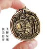 Pendant Necklaces Handmade Brass Knight Drawing Sword Holy Grail Mechanism Wanderer Coin Vintage Necklace Keychain Men Trendy Jewelry