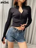 Women's Sweaters Aproms Elegant High Neck Zipper Front Knitted Sweater Women Solid Basic Cropped Pullover Winter Spring Fashion Clothing Top 220909