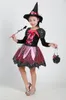 Särskilda tillfällen Kid Girls Halloween Witch Costume Sparkly Silver Stars Tryckt Carnival Cosplay Dress with Pointed Hat Wand Up Clothes 220909