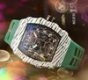 Populärt herr digitalt nummer Dial Watch Stopwatch 43mm Quartz Movement Wood Grain Fiber Case Rubber Belt Trend Elegant Noble Sports Time Clock Table Wristwatch Reloj