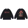 T-shirts pour hommes Hip Hop Streetwear Fire Flame Globe Chemise graphique Vintage Impression Harajuku T-shirt 2022 Automne Hommes Coton T-shirt à manches longues