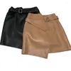 スカート女性ファッション2022本物の革シープスキンベルトスカートファムAラインセクシーなミニブラウン/ブラック