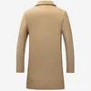 Mélanges de laine pour hommes Automne Hiver Mode Manteaux en laine pour hommes Couleur unie Simple boutonnage Revers Long manteau Veste Pardessus décontracté Plus la taille 5 couleurs 220909