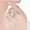 Anelli a grappolo Smyoue 4ct Radiant Cut Moissanite Solitaire Ring per le donne D Color Sparkling Creato Diamond Wedding Band S925 Sterling Silver